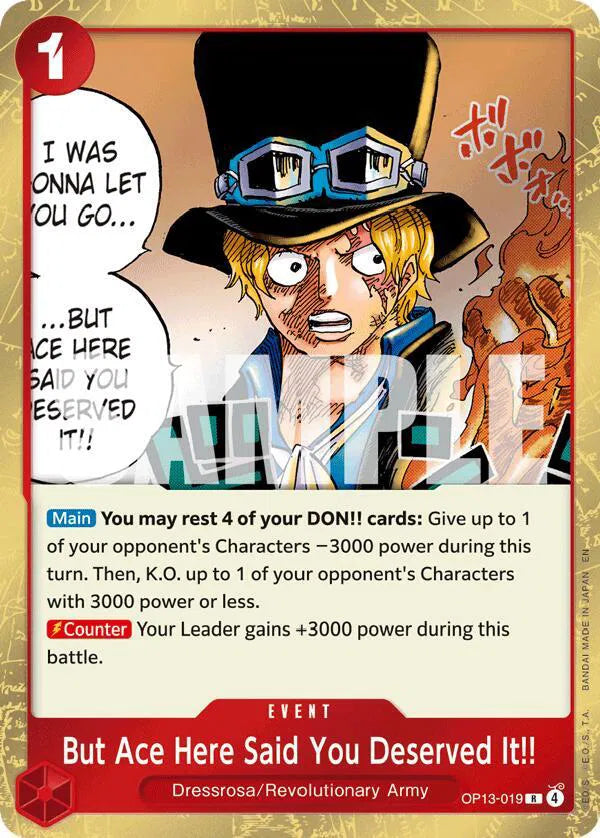 But Ace Here Said You Deserved It!! OP13-019 · Foil (Carrying On His Will)