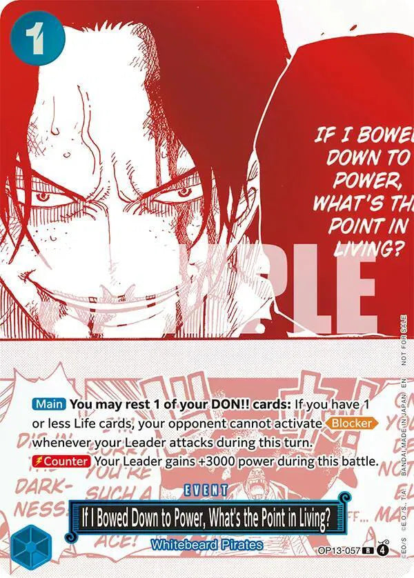 If I Bowed Down to Power, What's the Point in Living? (3rd Anniversary Treasure Campaign Pack) OP13-057 (One Piece Promotion Cards)