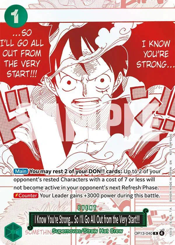 I Know You're Strong... So I'll Go All Out from the Very Start!!! (3rd Anniversary Treasure Campaign Pack) OP13-040 · Foil (One Piece Promotion Cards)