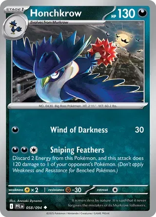 Honchkrow Phantasmal Flames Uncommon • 058/094 Reverse Holofoil