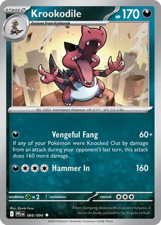 Krookodile Phantasmal Flames Uncommon • 066/094 Reverse Holofoil