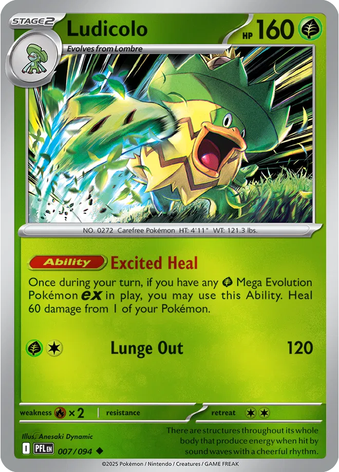 Ludicolo Phantasmal Flames Uncommon • 007/094 Reverse Holofoil