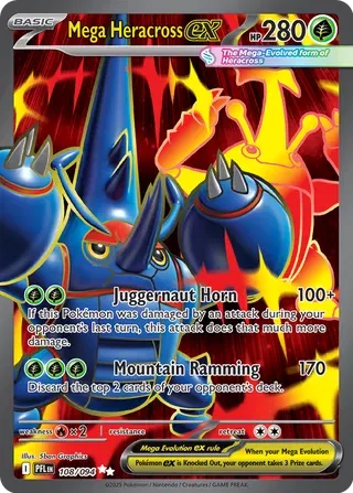 Mega Heracross ex - 108/094 - Ultra Rare - Phantasmal Flames - Pokemon TCG NM