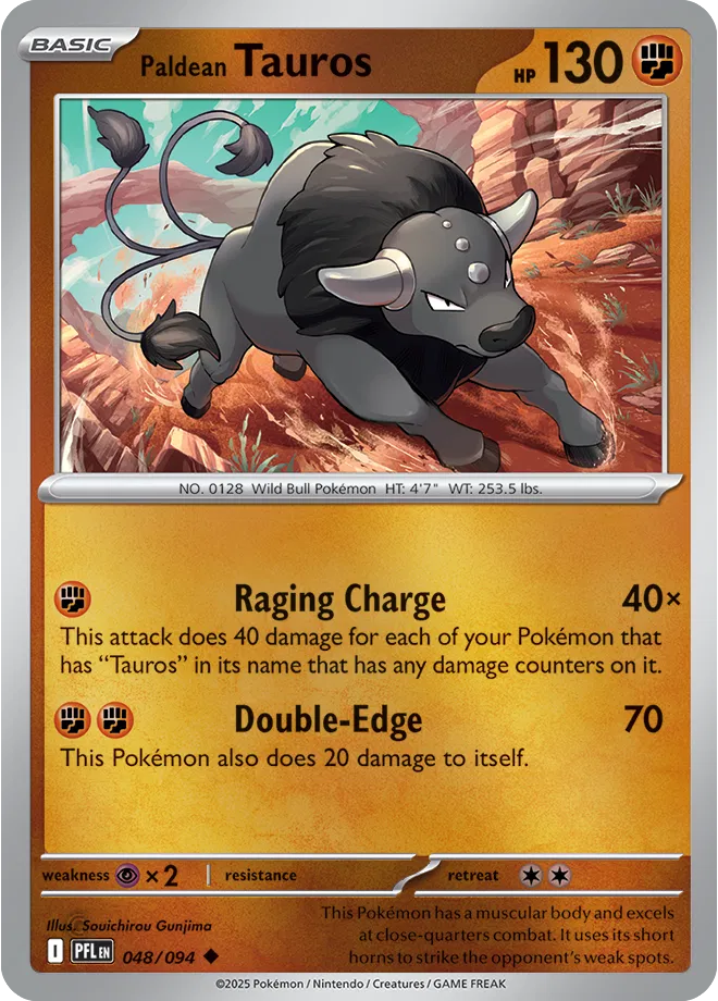 Paldean Tauros Phantasmal Flames Uncommon • 048/094 Reverse Holofoil