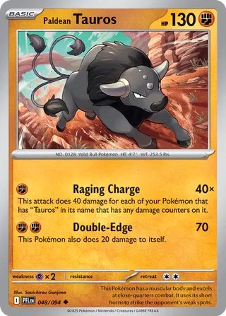 Paldean Tauros 048/094 · Reverse Holofoil (Phantasmal Flames)