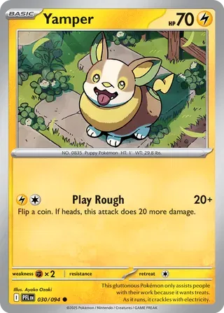 Yamper 030/094 · Reverse Holofoil (Phantasmal Flames)