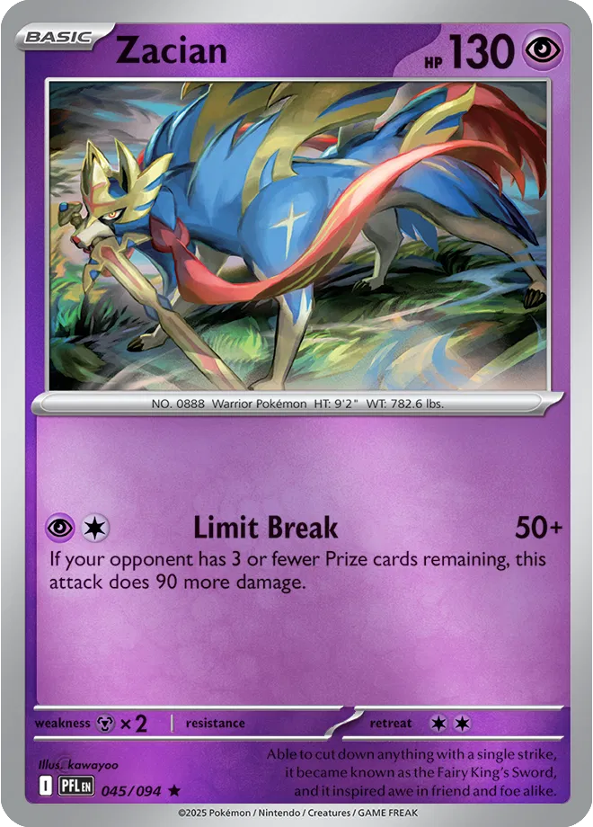 Zacian Phantasmal Flames Rare • 045/094 Holofoil AED 0.