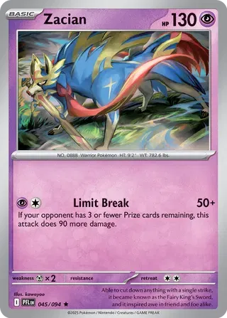 Zacian 045/094 Reverse Holo (Phantasmal Flames)