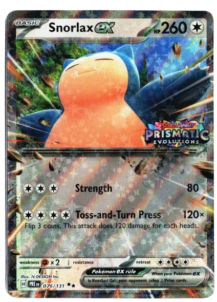 Snorlax ex (Prismatic Evolution Stamped) 076/131 (Miscellaneous Cards & Products)
