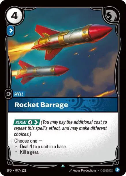 Rocket Barrage 077/221 · Normal (Spiritforged)