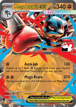 Mega Lucario ex Mega Evolution Double Rare 077/132 Prize Pack Series Cards