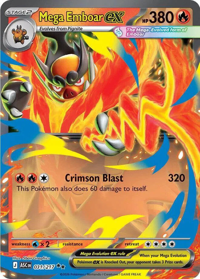 Mega Emboar ex 031/217 · Holofoil (Ascended Heroes)