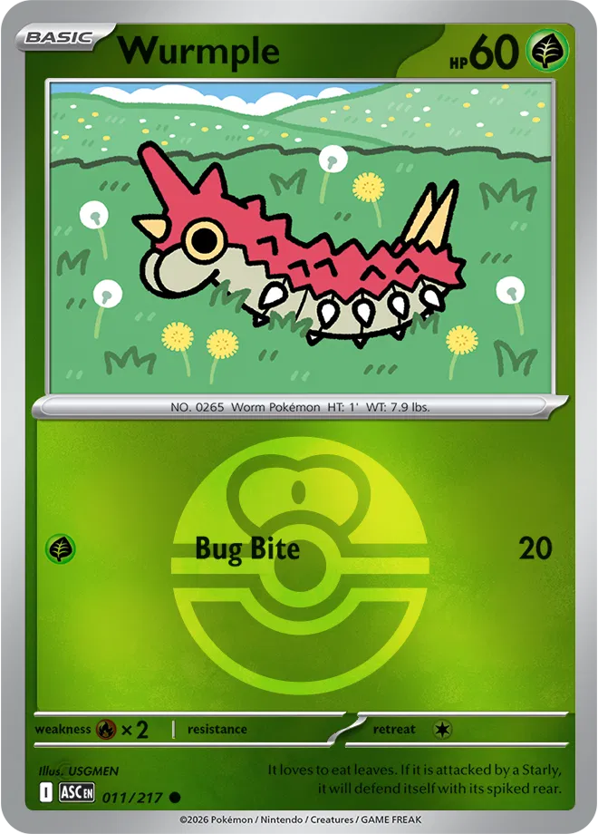 Wurmple (Love Ball) 011/217 · Reverse Holofoil (Ascended Heroes)