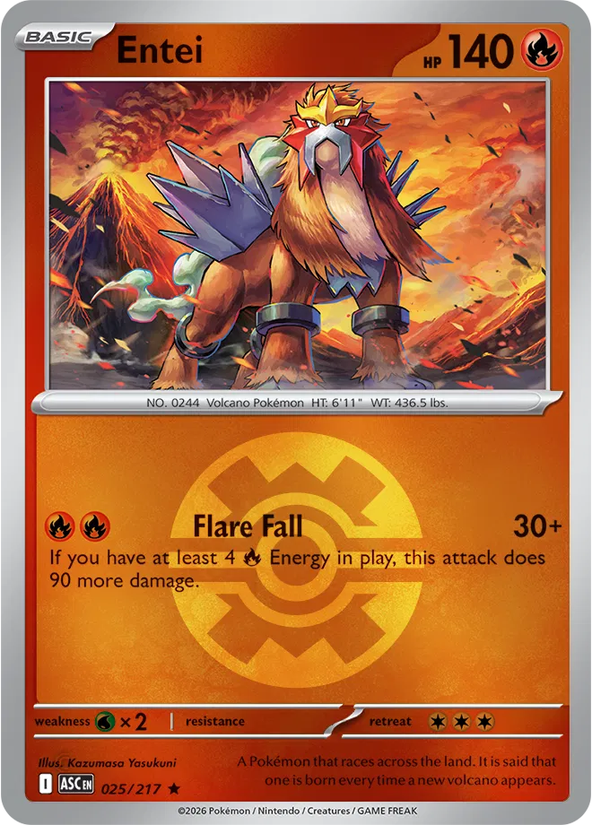 Entei (Quick Ball) 025/217 · Reverse Holofoil (Ascended Heroes)