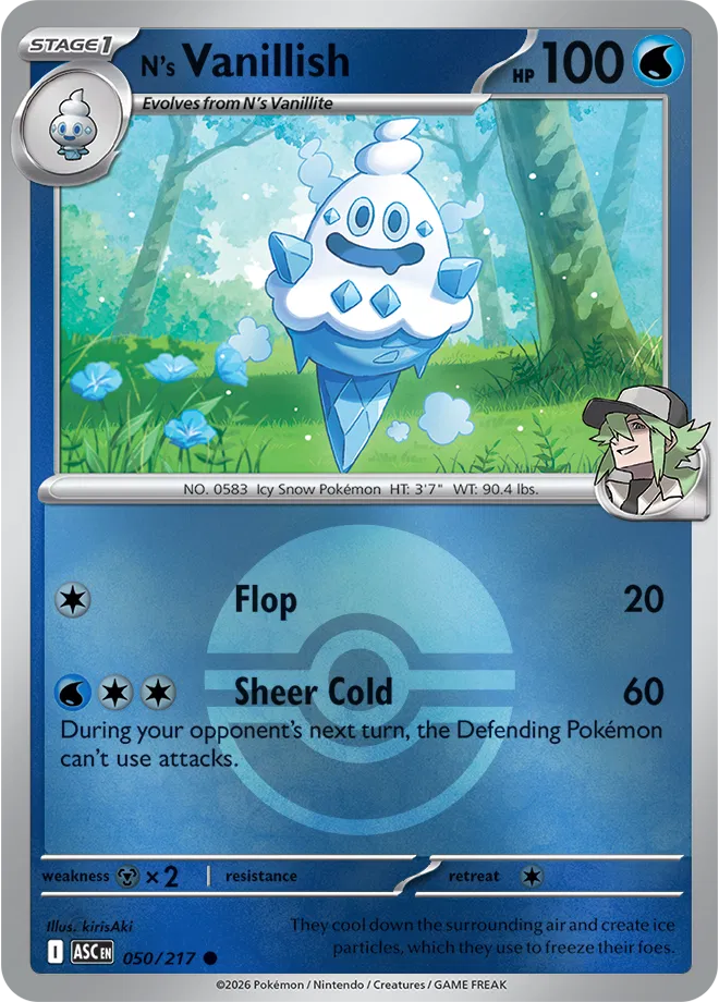 N's Vanillish (Poke Ball) 050/217 · Reverse Holofoil (Ascended Heroes)