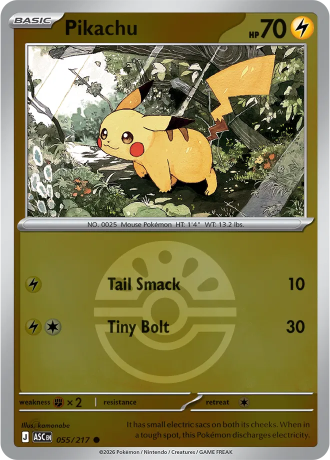 Pikachu (Friend Ball) 055/217 · Reverse Holofoil (Ascended Heroes)