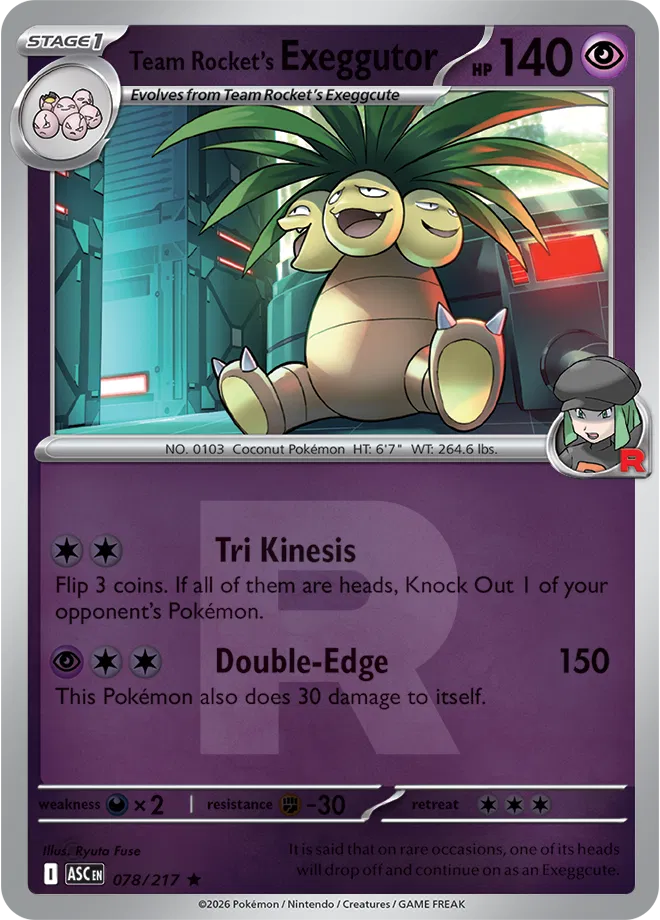 Team Rocket's exeggutor (Team Rocket) 078/217 · Reverse Holofoil (Ascended Heroes)