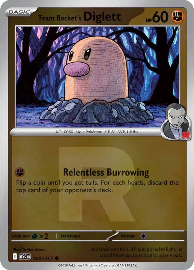 Team Rocket's Diglett (Team Rocket) 100/217 · Reverse Holofoil (Ascended Heroes)