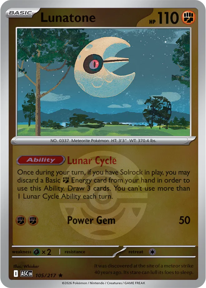 Lunatone (Dusk Ball) 105/217 · Reverse Holofoil (Ascended Heroes)