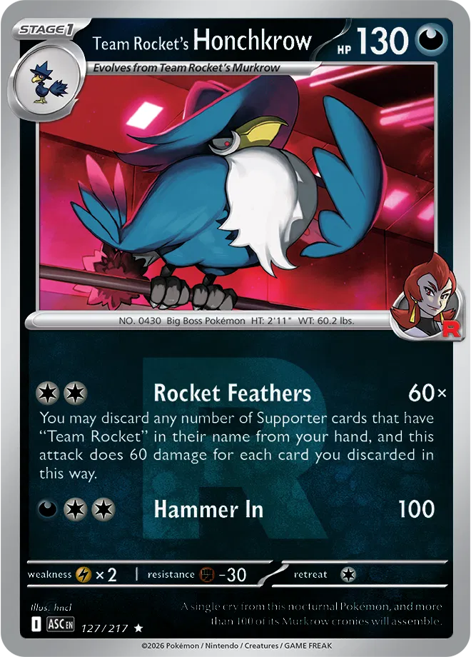 Team Rocket's Honchkrow - 127/217 (Team Rocket) - ME: Ascended Heroes (ASC)
