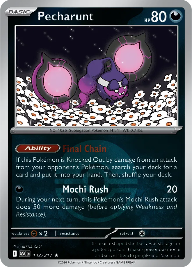 Pecharunt (Poke Ball) 143/217 · Reverse Holofoil (Ascended Heroes)