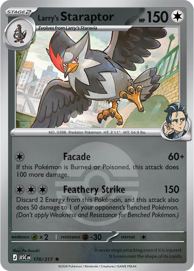 Larry's Staraptor (Poke Ball) Ascended Heroes Rare • 170/217 Reverse Holofoil