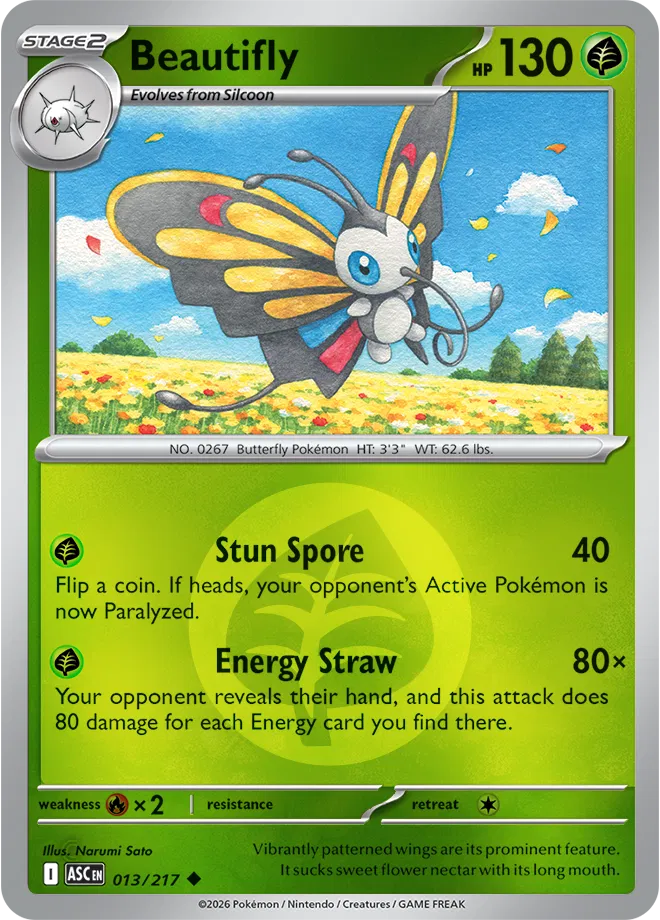 Beautifly (Energy Symbol Pattern) 013/217 · Reverse Holofoil (Ascended Heroes)
