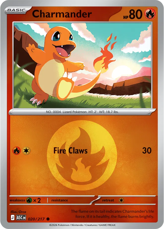 Charmander (Energy Symbol Pattern) 020/217 · Reverse Holofoil (Ascended Heroes)