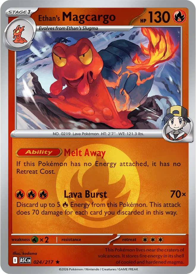 Ethan's Magcargo (Energy Symbol Pattern) 024/217 · Reverse Holofoil (Ascended Heroes)