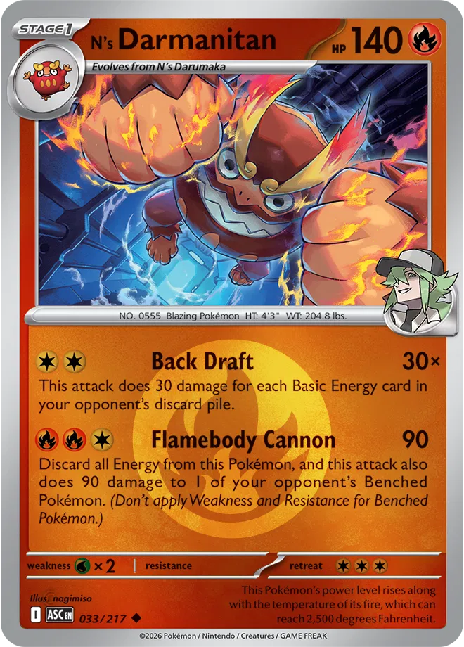 N's Darmanitan (Energy Symbol Pattern) 033/217 · Reverse Holofoil (Ascended Heroes)