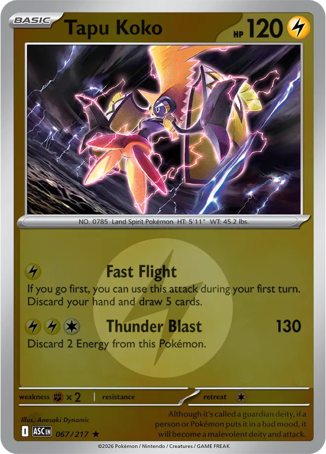 Tapu Koko (Energy Symbol Pattern) 067/217 · Reverse Holofoil (Ascended Heroes)