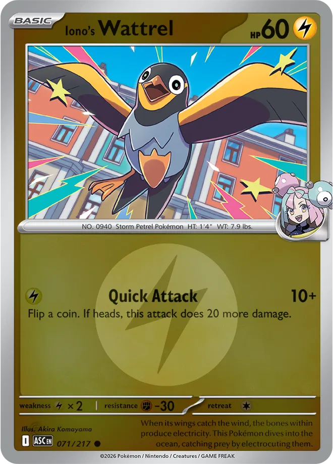 Iono's Wattrel (Energy Symbol Pattern) 071/217 · Reverse Holofoil (Ascended Heroes)
