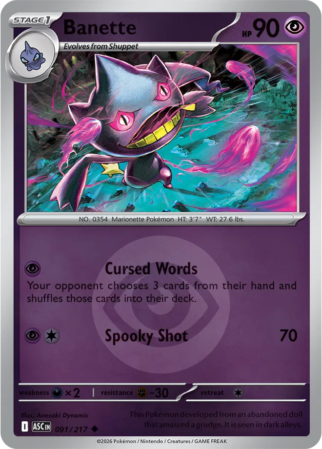 Banette (Energy Symbol Pattern) 091/217 · Reverse Holofoil (Ascended Heroes)
