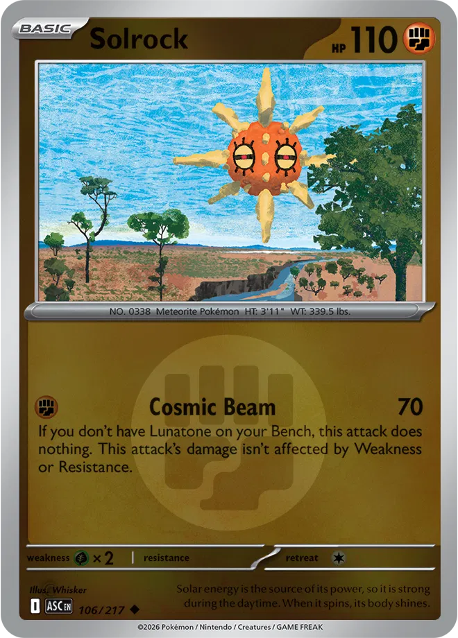 Solrock (Energy Symbol Pattern) 106/217 · Reverse Holofoil (Ascended Heroes)