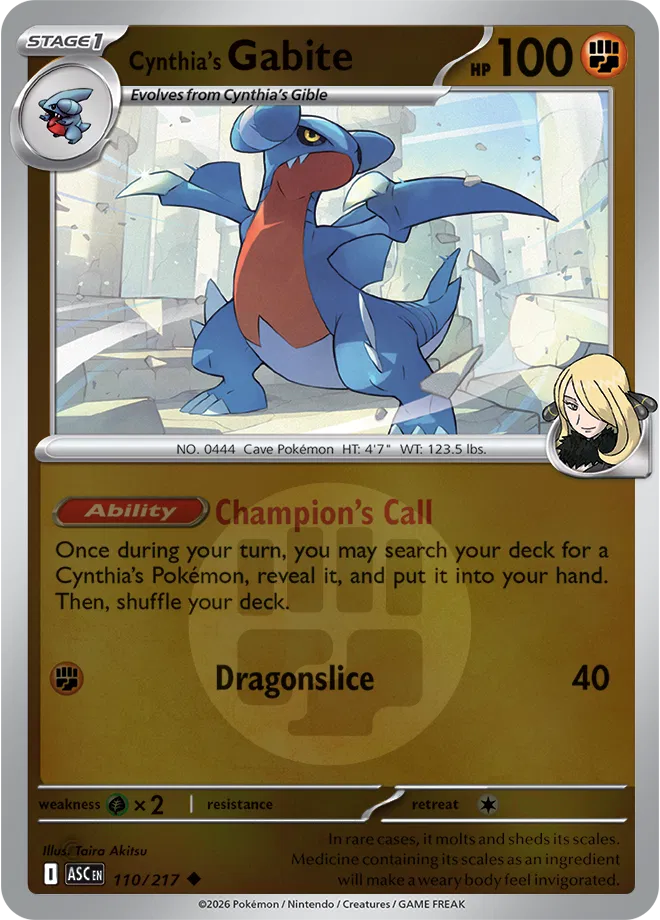 Cynthia's Gabite (Energy Symbol Pattern) 110/217 · Reverse Holofoil (Ascended Heroes)