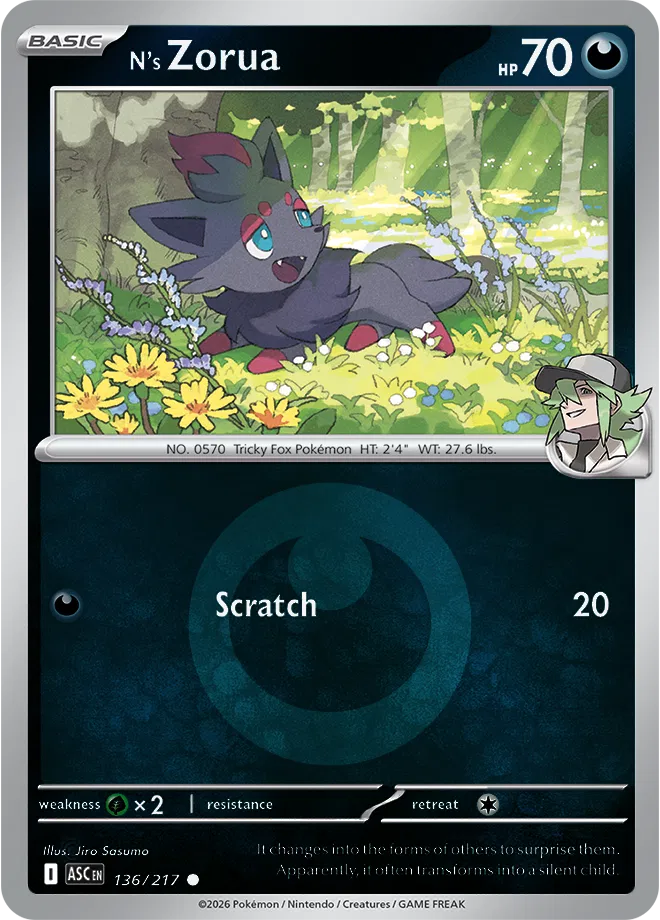 N's Zorua (Energy Symbol Pattern) 136/217 (Ascended Heroes)
