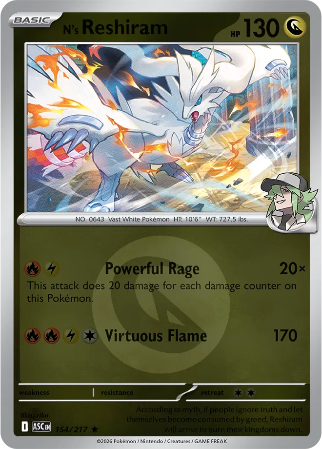 N's Reshiram (Energy Symbol Pattern) 154/217 (Ascended Heroes)