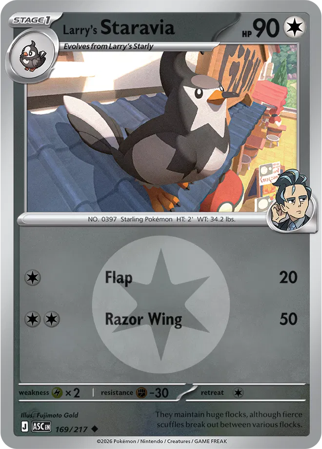Larry's Staravia (Energy Symbol Pattern) 169/217 · Reverse Holofoil (Ascended Heroes)
