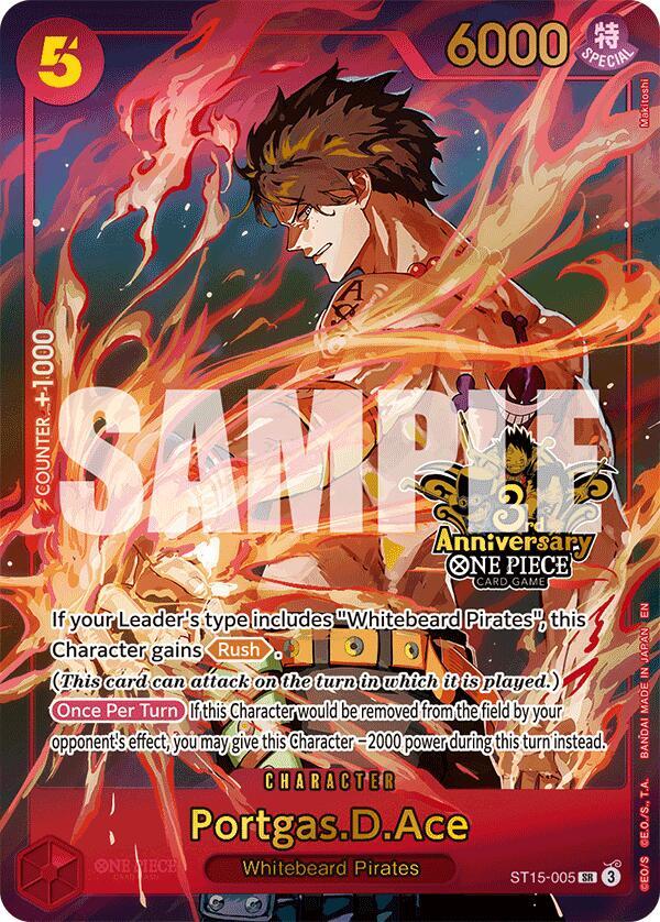 Portgas.D.Ace (Japanese Version 3rd Anniversary Set) ST15-005 (One Piece Promotion Cards)