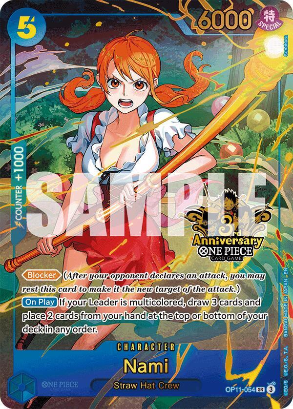 Nami (Japanese Version 3rd Anniversary Set) OP11-054 (One Piece Promotion Cards)