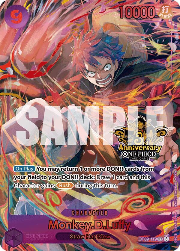Monkey.D.Luffy (Japanese Version 3rd Anniversary Set) OP09-119 (One Piece Promotion Cards)