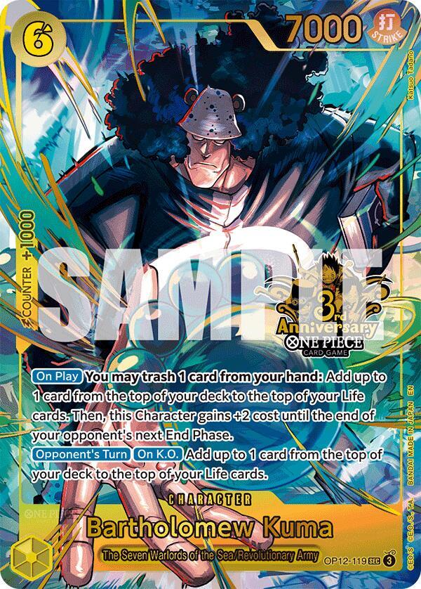 Bartholomew Kuma (Japanese Version 3rd Anniversary Set) OP12-119 (One Piece Promotion Cards)