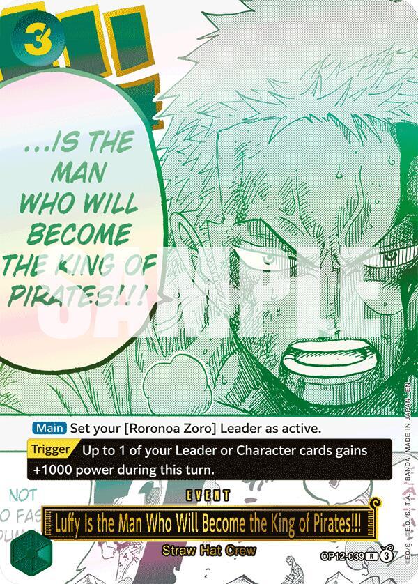 Luffy Is the Man Who Will Become the King of Pirates!!! (Japanese Version 3rd Anniversary Set) OP12-039 (One Piece Promotion Cards)