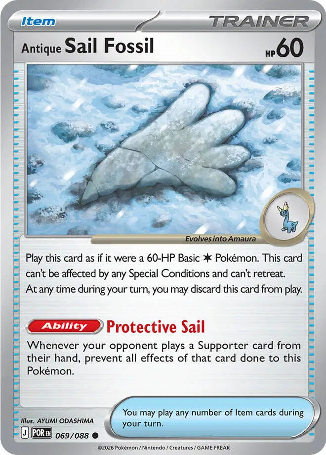 Antique Sail Fossil 069/088 · Reverse Holofoil (Perfect Order)