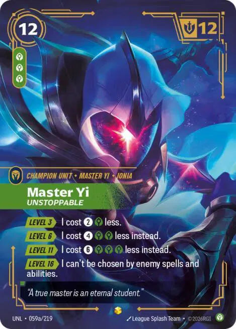 Master Yi - Unstoppable (Alternate Art) 059a/219 · Foil (Unleashed)