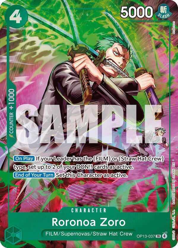 Roronoa Zoro (OP13-037) · Foil (Adventure on Kami's Island) LP bottom right whitening