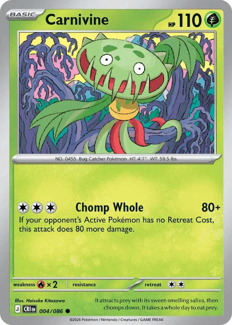 Carnivine 004/086 · Reverse Holofoil (Chaos Rising)