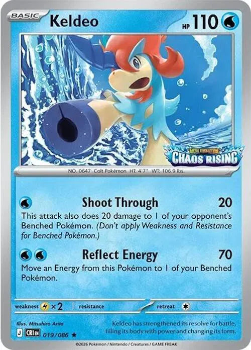 Keldeo - 019/086 (Chaos Rising Stamped) Cosmos Holo Promo