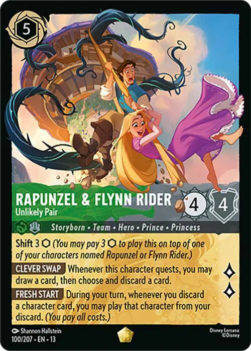 Rapunzel & Flynn Rider - Unlikely Pair 100/207 · Cold Foil (Attack of the Vine!)