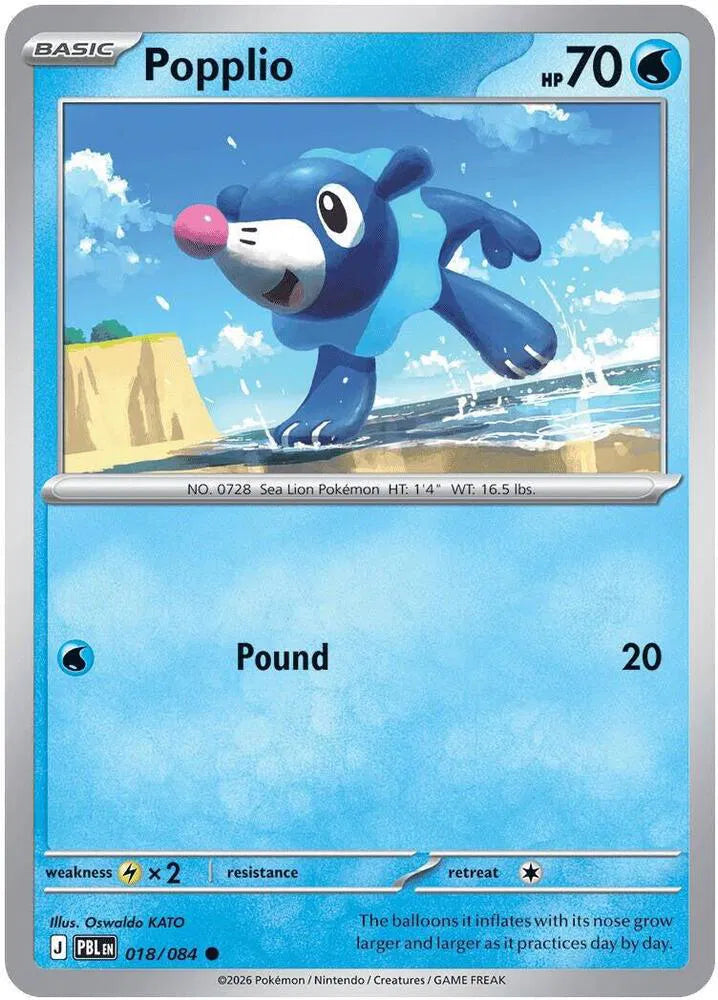 Popplio 018/084 · Reverse Holofoil (Pitch Black)